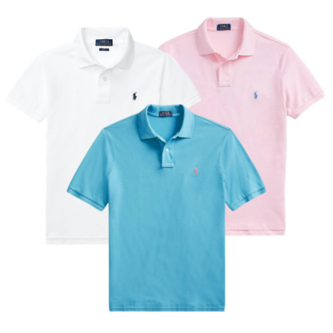 Kaufen Sie 1, erhalten Sie 3 – Polo-Shirt-Set aus Piqué-Baumwolle