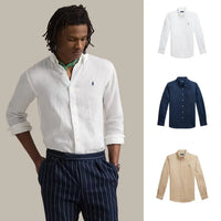 Kaufen Sie 1, erhalten Sie 3 – Klassisches Leinenhemd - Keramikweiß • Marineblau • Küstenbeige / S