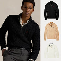 Kaufen Sie 1, erhalten Sie 3 – Winterset Baumwollstrickpullover mit Zopfmuster und Reißverschluss - SCHWARZ • BEIGE • WEISS / S